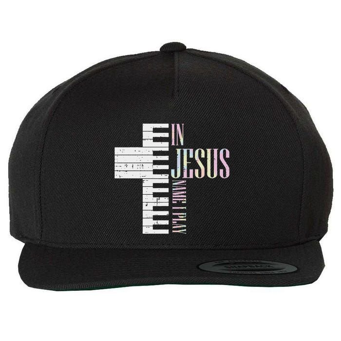 Jesus Name I Play Piano Christian Pianist Wool Snapback Cap