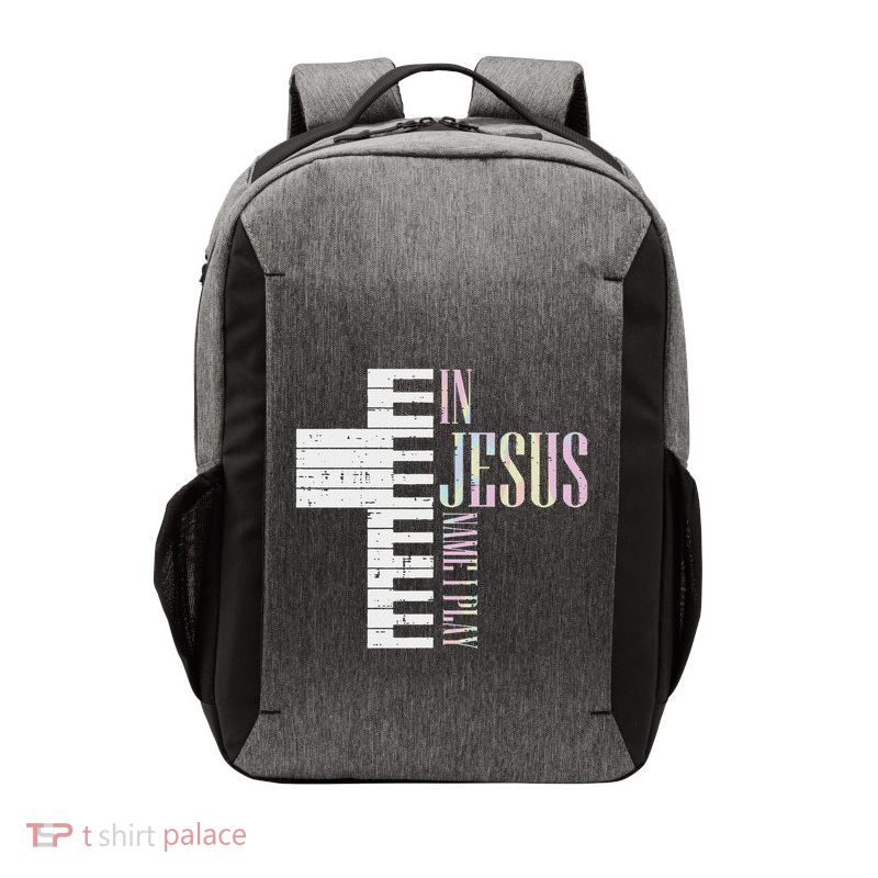 Jesus Name I Play Piano Christian Pianist Vector Backpack