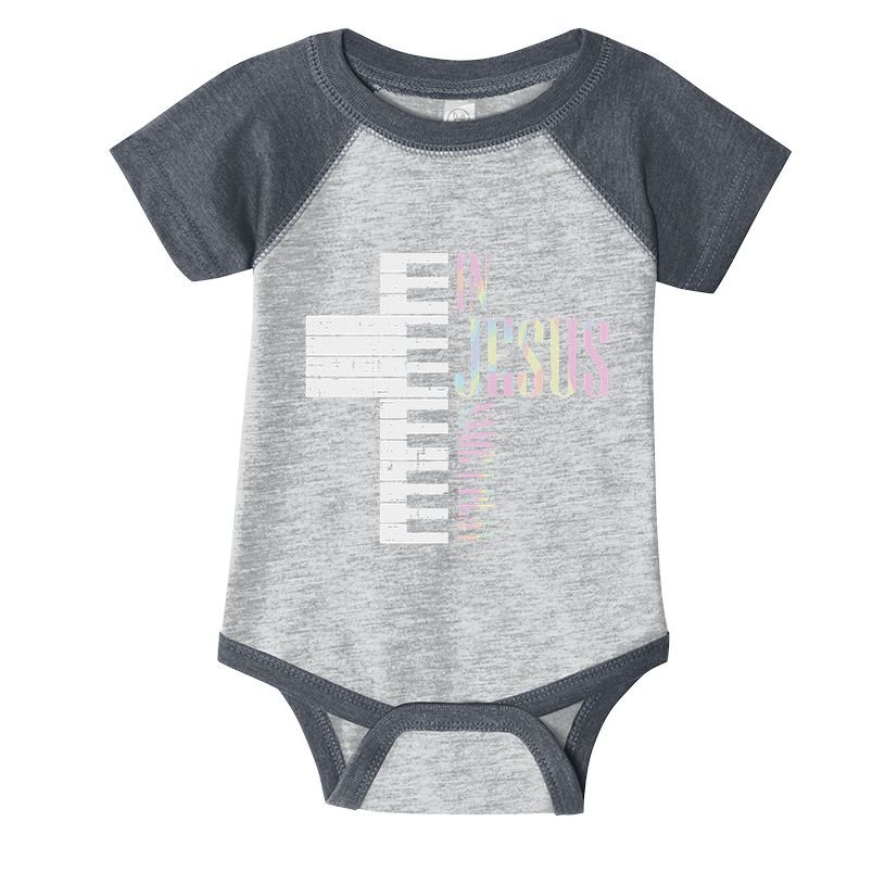 Jesus Name I Play Piano Christian Pianist Infant Baby Jersey Bodysuit