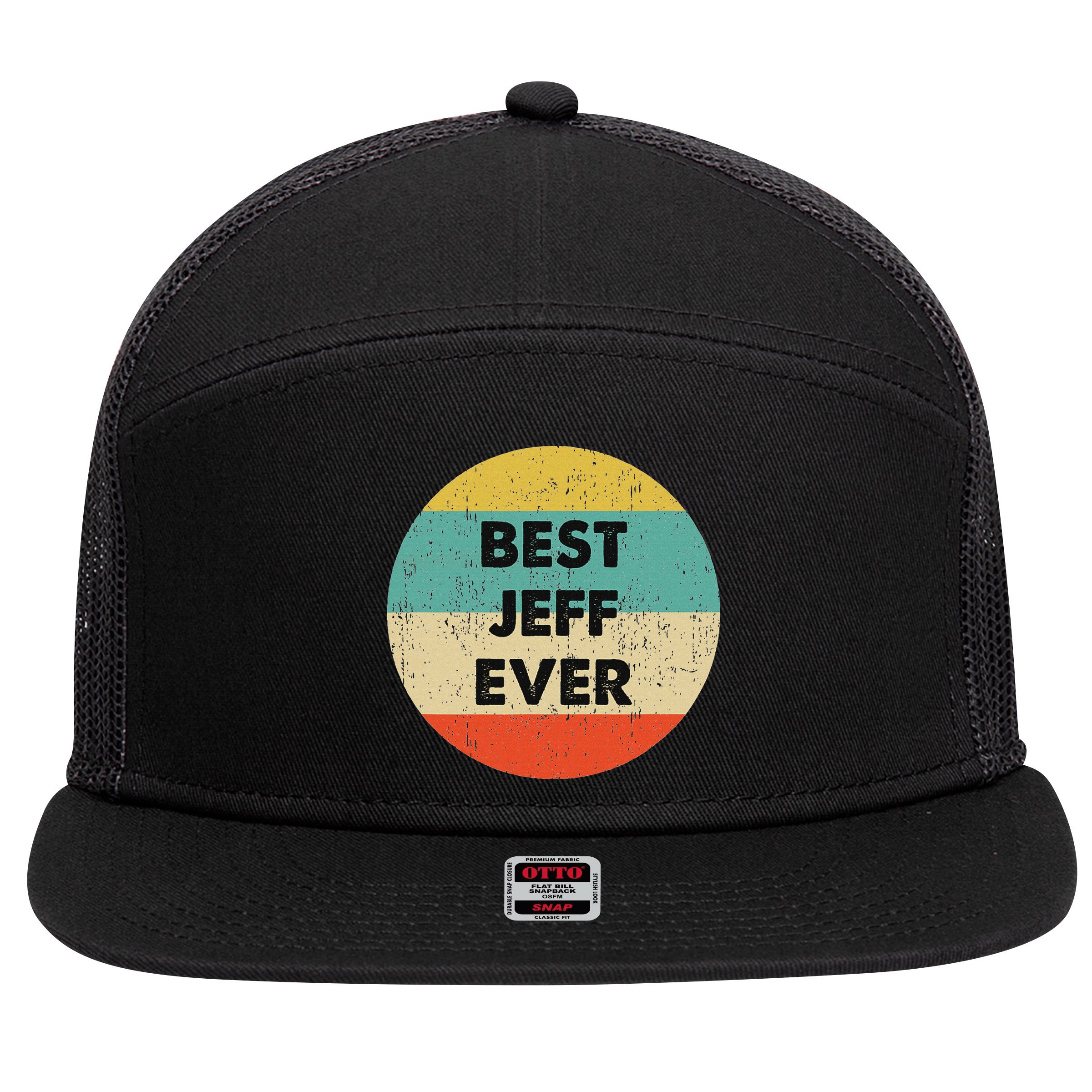 Jeff Name 7 Panel Mesh Trucker Snapback Hat