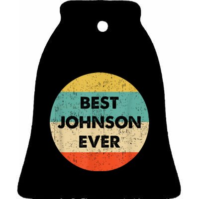 Johnson Name Ceramic Bell Ornament