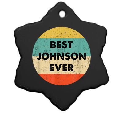 Johnson Name Ceramic Star Ornament