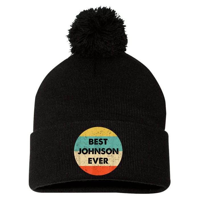 Johnson Name Pom Pom 12in Knit Beanie