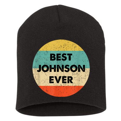 Johnson Name Short Acrylic Beanie