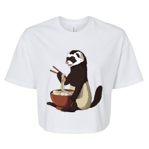 Japanese Noodles Kawaii Ramen Bowl Funny Ferret Bella+Canvas Jersey Crop Tee