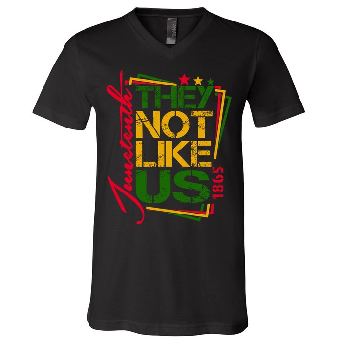 Juneteenth Not Like Us Not Like Us African American Freedom 1865 V-Neck T-Shirt