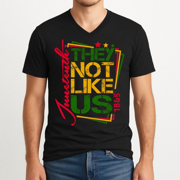Juneteenth Not Like Us Not Like Us African American Freedom 1865 V-Neck T-Shirt