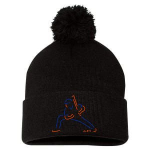 Juan Neon New York Baseball Pom Pom 12in Knit Beanie