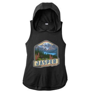 Jasper National Park Canadian Rockies Us Parks Camping Ladies PosiCharge Tri-Blend Wicking Draft Hoodie Tank