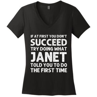 Janet Name Personalized Birthday Funny Christmas Joke Women's V-Neck T-Shirt