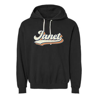 Janet Name Personalized Vintage Retro Janet Sport Name Garment-Dyed Fleece Hoodie