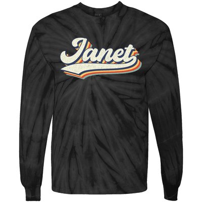 Janet Name Personalized Vintage Retro Janet Sport Name Tie-Dye Long Sleeve Shirt