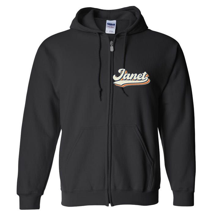 Janet Name Personalized Vintage Retro Janet Sport Name Full Zip Hoodie