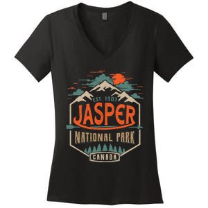 Jasper National Park, Alberta, Canada Exploration Travel Women's V-Neck T-Shirt