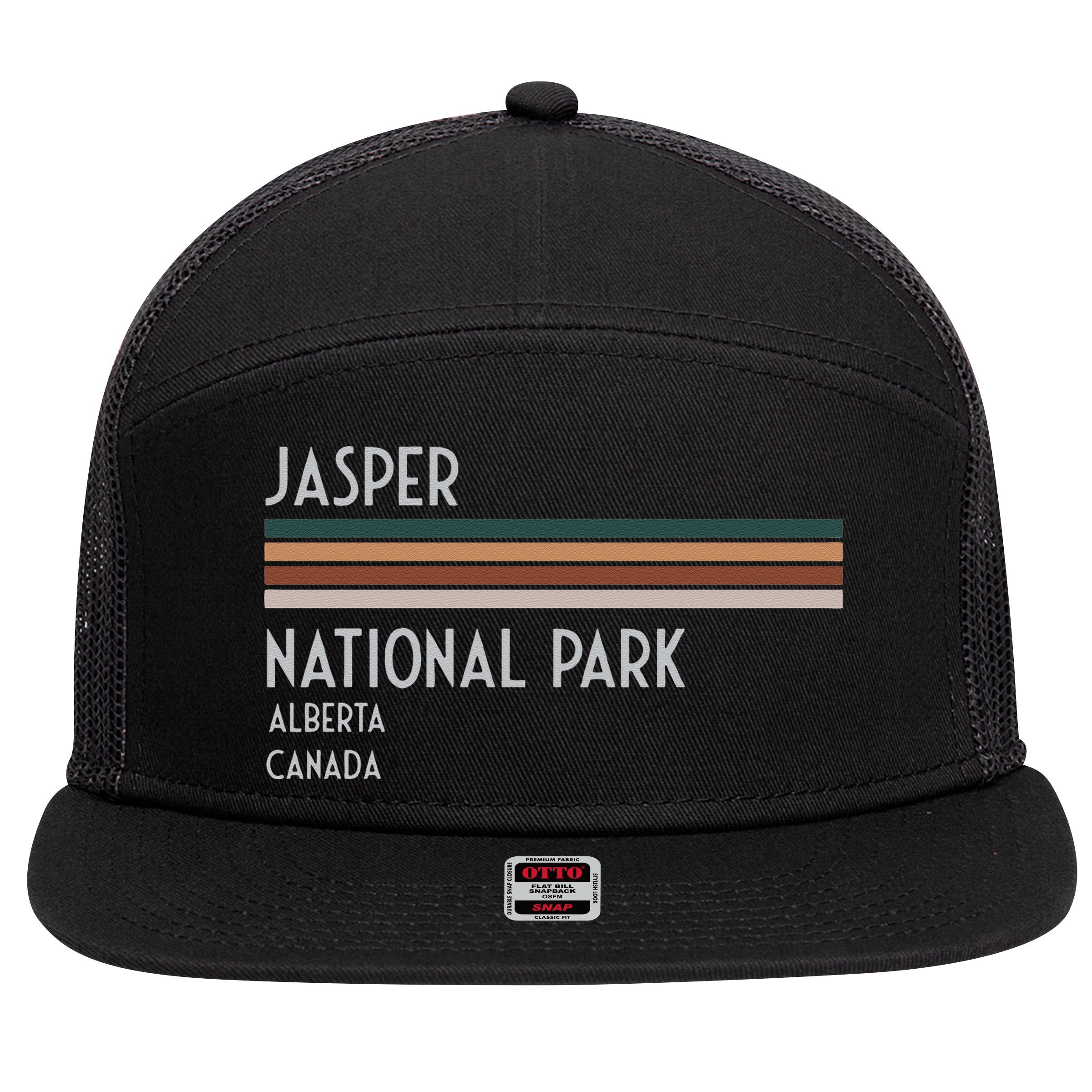 Jasper National Park Canada 7 Panel Mesh Trucker Snapback Hat