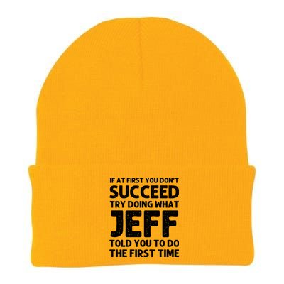 Jeff Name Personalized Funny Christmas Joke If At First You DonT Succeed Knit Cap Winter Beanie