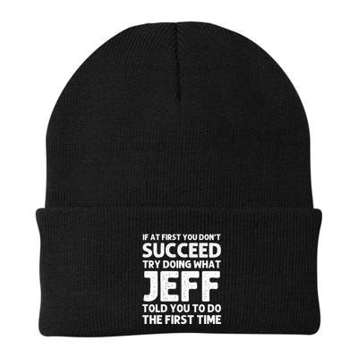 Jeff Name Personalized Funny Christmas Joke If At First You DonT Succeed Knit Cap Winter Beanie