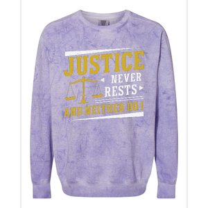 Justice Never Rests And Neither Do I Awesome Victim Advocate Colorblast Crewneck Sweatshirt