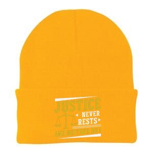 Justice Never Rests And Neither Do I Awesome Victim Advocate Knit Cap Winter Beanie