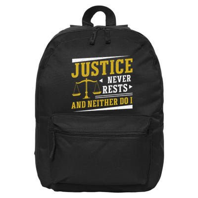 Justice Never Rests And Neither Do I Awesome Victim Advocate 16 in Basic Backpack