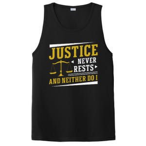 Justice Never Rests And Neither Do I Awesome Victim Advocate PosiCharge Competitor Tank