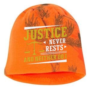 Justice Never Rests And Neither Do I Awesome Victim Advocate Kati - Camo Knit Beanie