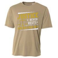 Justice Never Rests And Neither Do I Awesome Victim Advocate Cooling Performance Crew T-Shirt