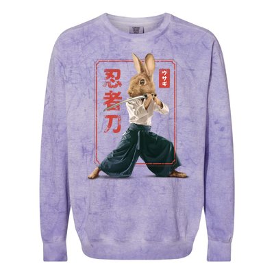 Japanese Ninja Rabbit Colorblast Crewneck Sweatshirt