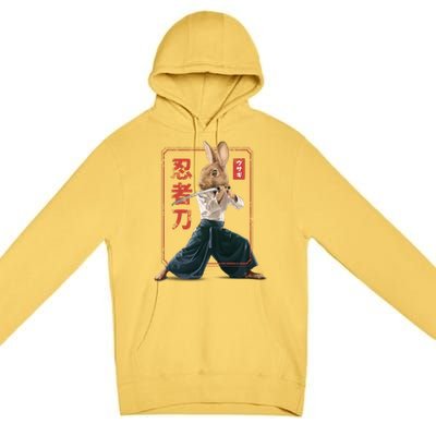 Japanese Ninja Rabbit Premium Pullover Hoodie