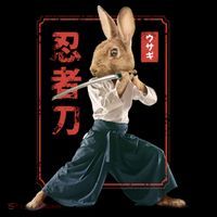 Japanese Ninja Rabbit Zip Tote Bag
