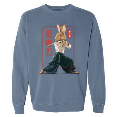 Japanese Ninja Rabbit Garment-Dyed Sweatshirt