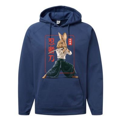 Japanese Ninja Rabbit Performance Fleece Hoodie