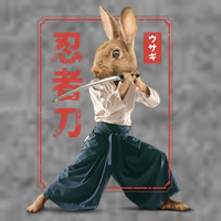 Japanese Ninja Rabbit 7-Panel Snapback Hat