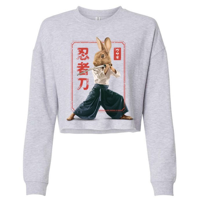 Japanese Ninja Rabbit Cropped Pullover Crew