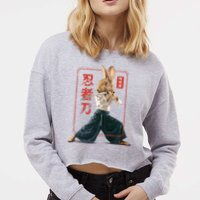 Japanese Ninja Rabbit Cropped Pullover Crew