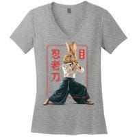 Japanese Ninja Rabbit Women's V-Neck T-Shirt