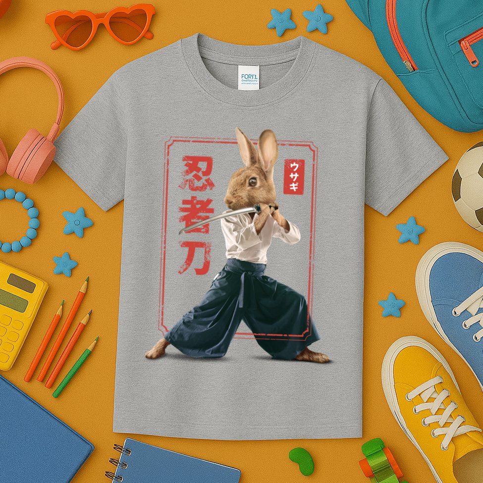 Japanese Ninja Rabbit Kids T-Shirt