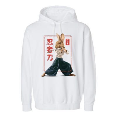 Japanese Ninja Rabbit Garment-Dyed Fleece Hoodie