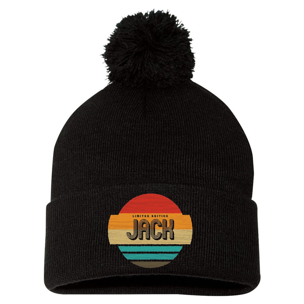 Jack Name Retro Vintage Sunset Limited Edition Pom Pom 12in Knit Beanie