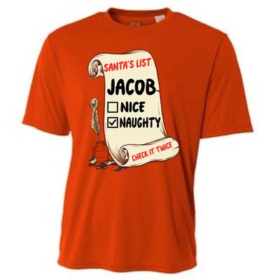 Jacob Name Santa Naughty Nice List Funny Xmas Cute Gift Cooling Performance Crew T-Shirt