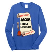 Jacob Name Santa Naughty Nice List Funny Xmas Cute Gift Long Sleeve Shirt