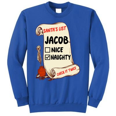 Jacob Name Santa Naughty Nice List Funny Xmas Cute Gift Sweatshirt