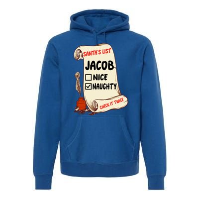 Jacob Name Santa Naughty Nice List Funny Xmas Cute Gift Premium Hoodie