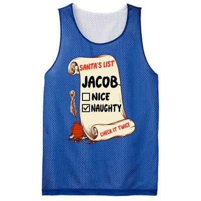 Jacob Name Santa Naughty Nice List Funny Xmas Cute Gift Mesh Reversible Basketball Jersey Tank