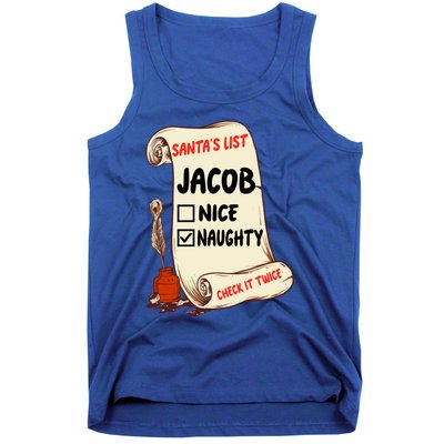 Jacob Name Santa Naughty Nice List Funny Xmas Cute Gift Tank Top