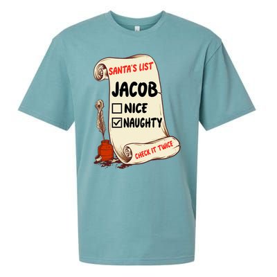 Jacob Name Santa Naughty Nice List Funny Xmas Cute Gift Sueded Cloud Jersey T-Shirt