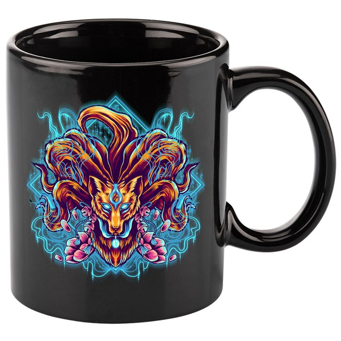 Japanese Nine Tails Kitsune Fox 11oz C Handle Ceramic Mug