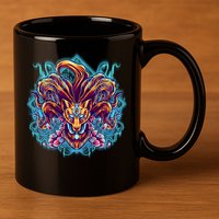 Japanese Nine Tails Kitsune Fox 11oz C Handle Ceramic Mug