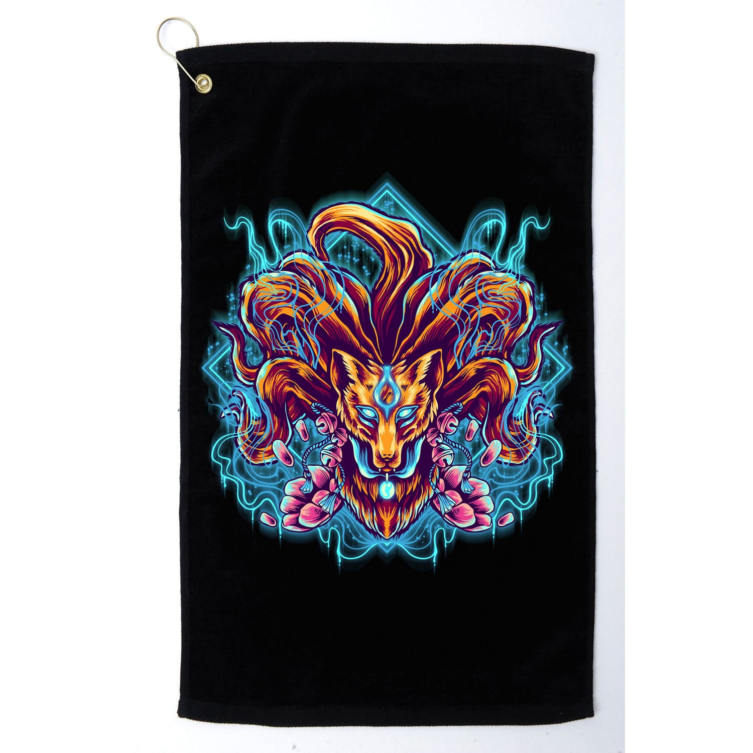 Japanese Nine Tails Kitsune Fox Golf Towel