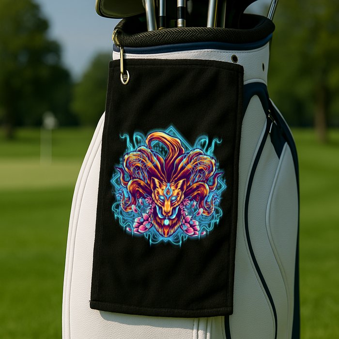Japanese Nine Tails Kitsune Fox Golf Towel